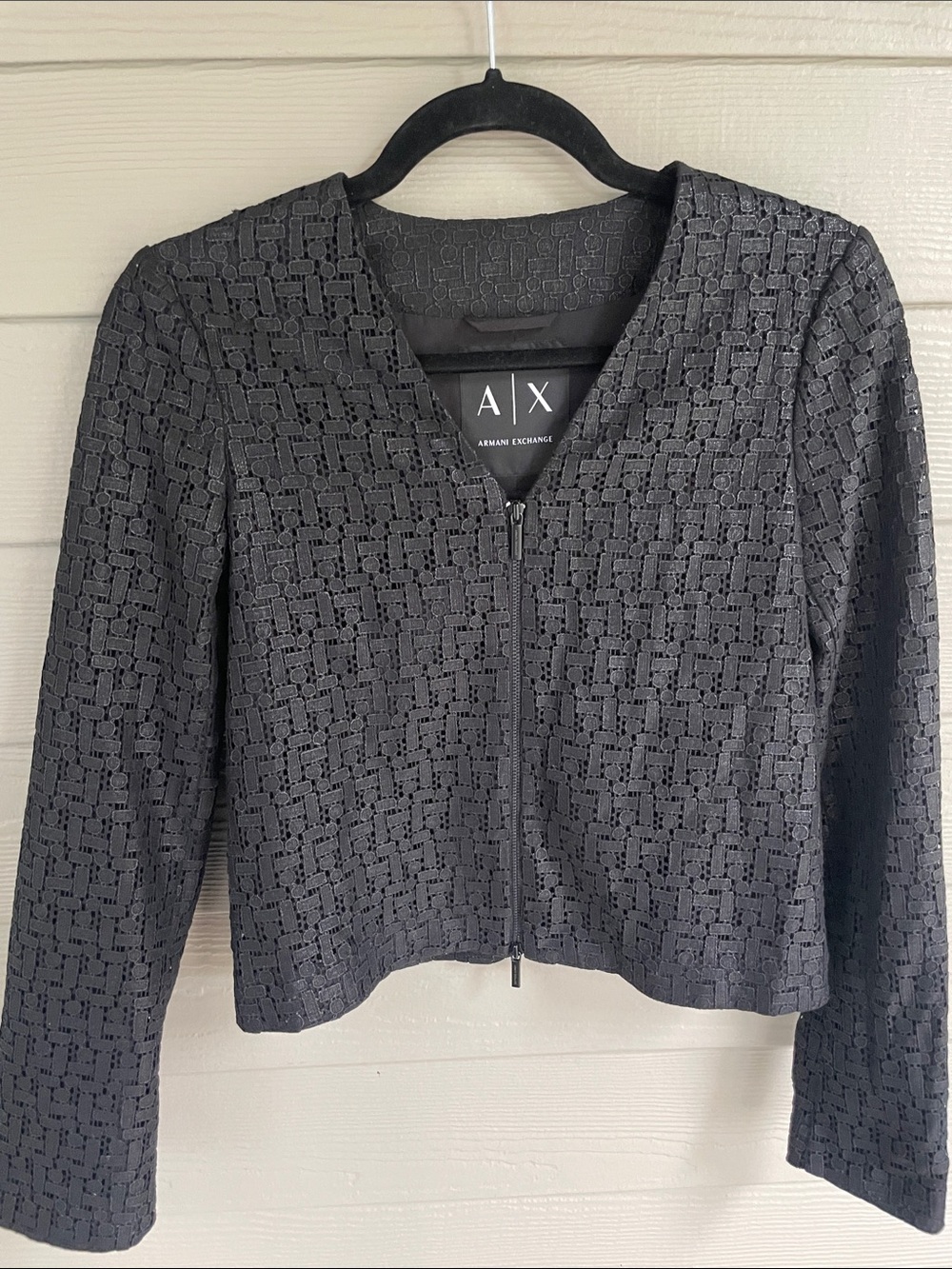 Armani Exchange Black Textured Zip Blazer